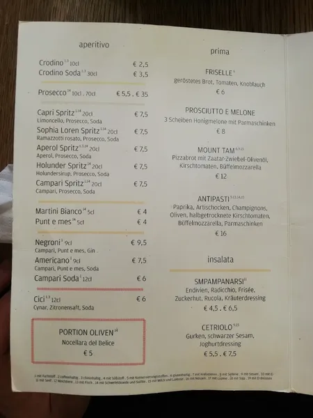 menu 1 of L.A. Signorina