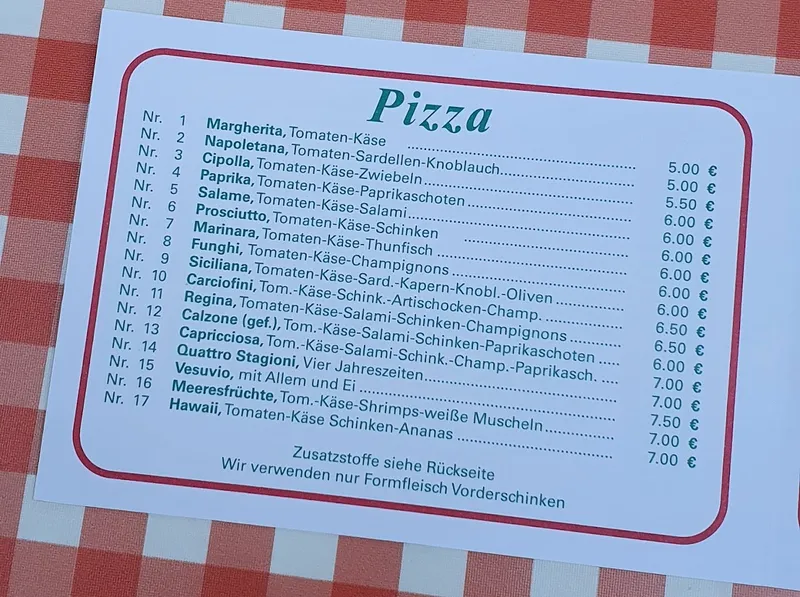 menu 0 of Pizzeria Vesuvio