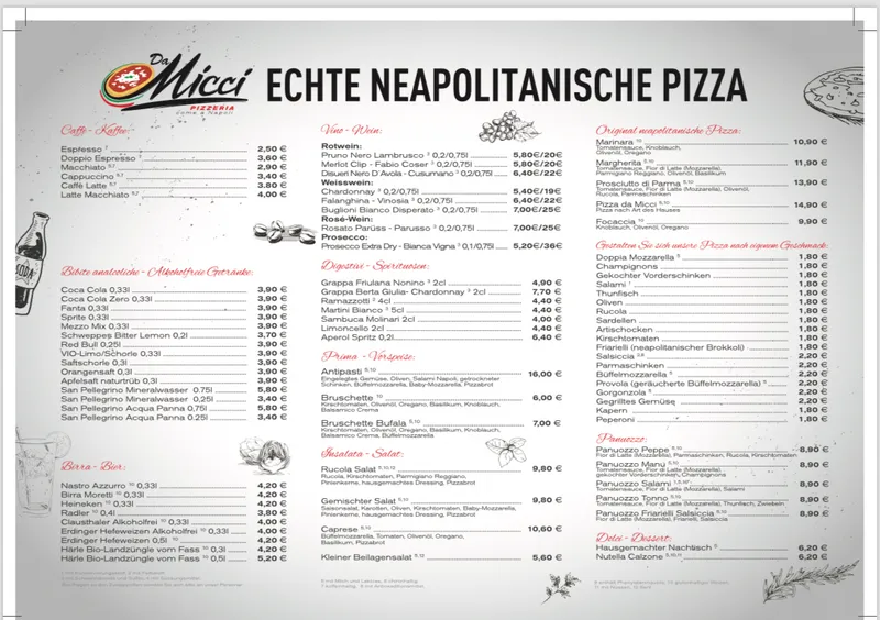 menu 0 of Pizzeria da Micci