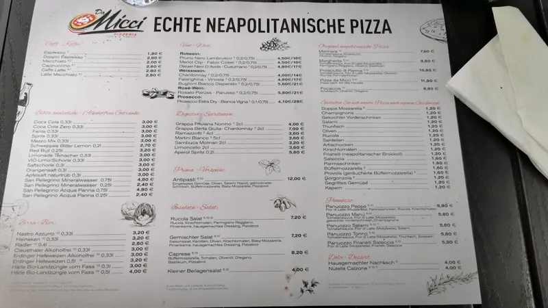 menu 2 of Pizzeria da Micci