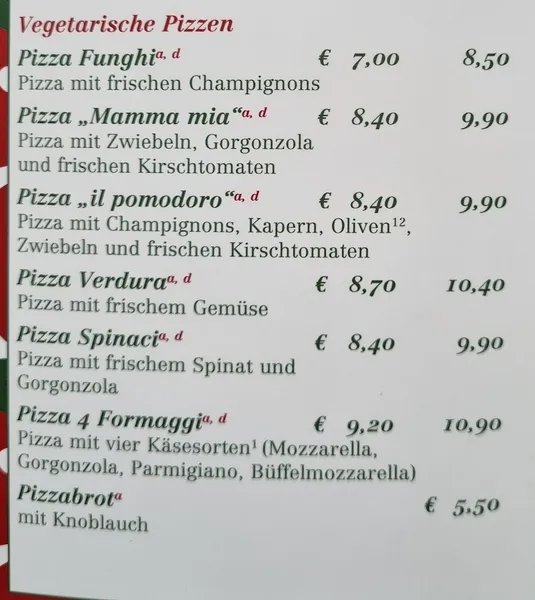menu 0 of Il Pomodoro Wilhelmsplatz S-Mitte