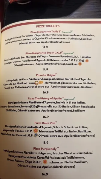 menu 1 of Pizza Trullo's®️