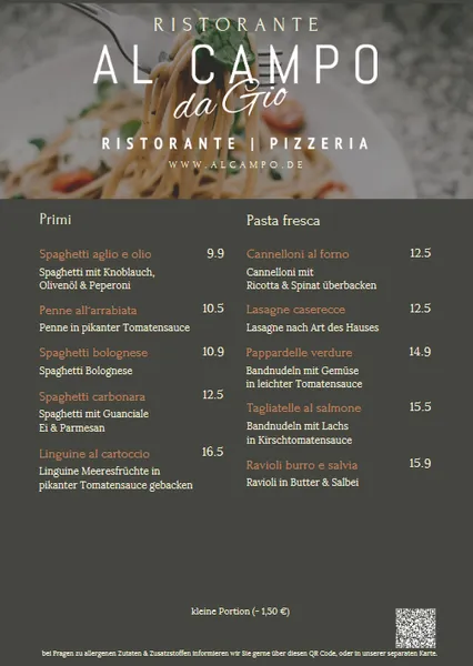 menu 1 of Al Campo da Gio - Ristorante | Pizzeria