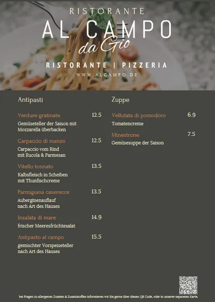 menu 2 of Al Campo da Gio - Ristorante | Pizzeria