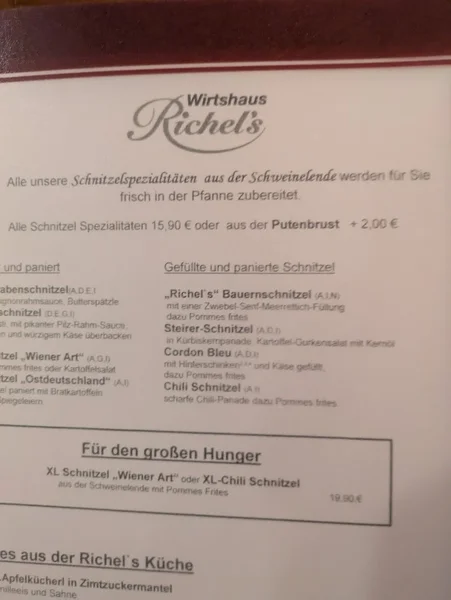 menu 1 of Wirtshaus Richel's