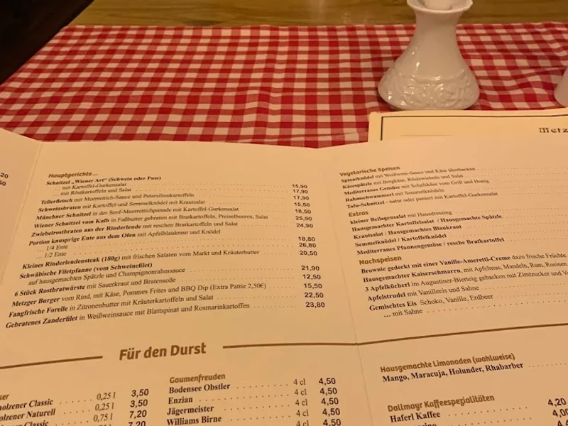 menu 0 of Metzgerwirt