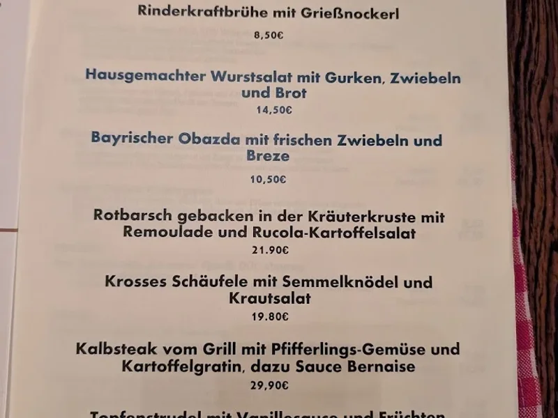 menu 1 of Metzgerwirt