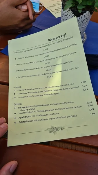 menu 2 of Metzgerwirt
