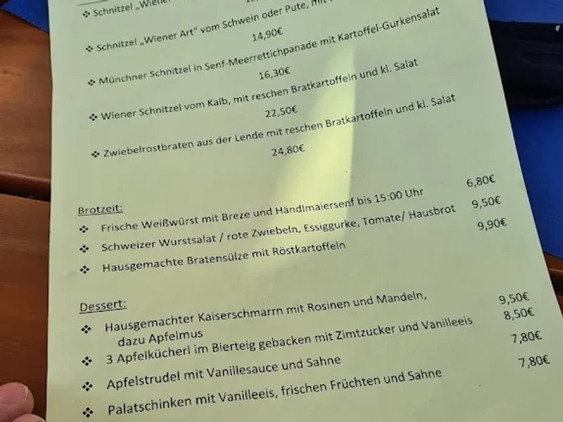 menu 2 of Metzgerwirt