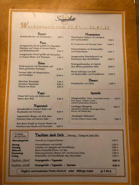 menu 2 of Sappralott