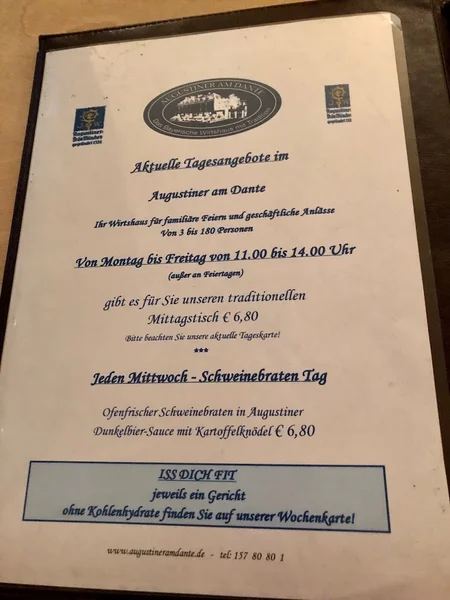 menu 2 of Augustiner am Dante