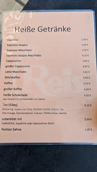 menu 0 of Pavillon Bäckerei Reis