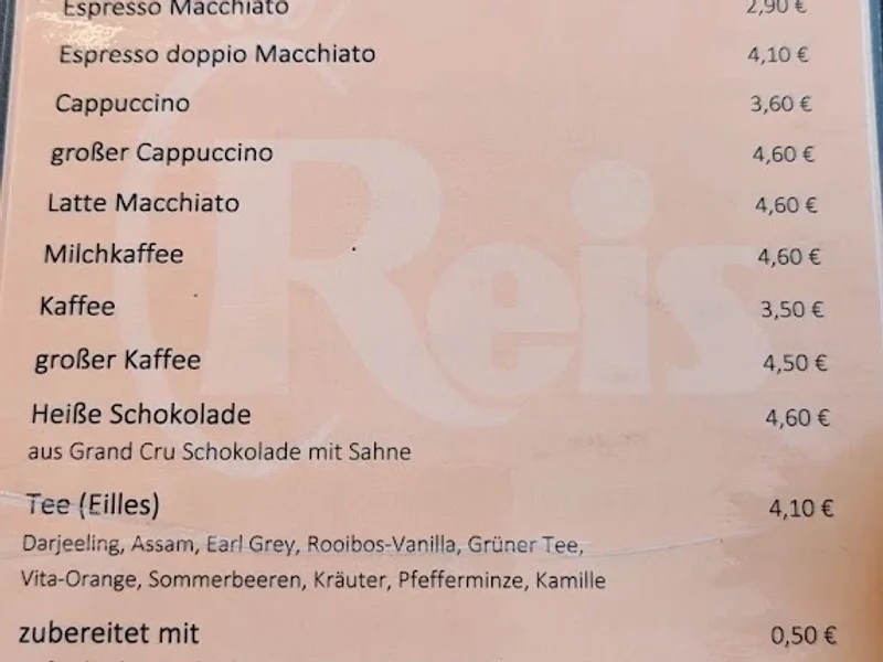 menu 0 of Pavillon Bäckerei Reis