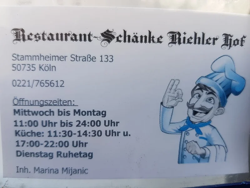 menu 0 of Riehler Hof