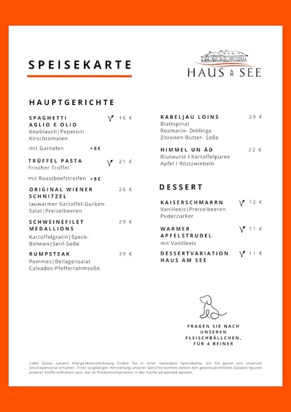 menu 0 of HAUS AM SEE