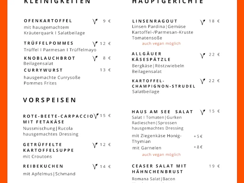 menu 1 of HAUS AM SEE