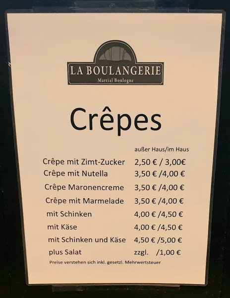 menu 0 of La Boulangerie