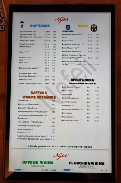 menu 0 of Taverne Nefeli