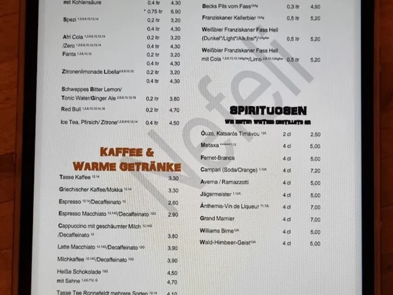 menu 0 of Taverne Nefeli