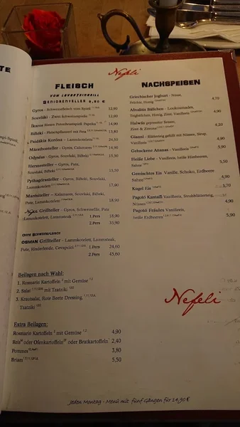 menu 2 of Taverne Nefeli