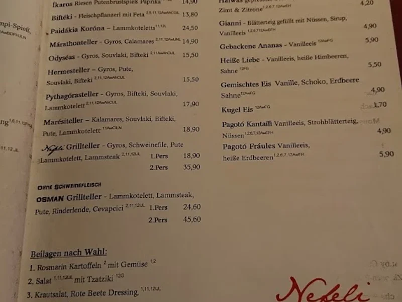 menu 2 of Taverne Nefeli