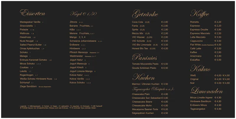 menu 0 of P5 Eiscafé und Espresso Bar