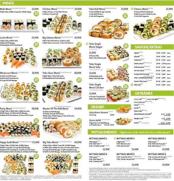 menu 0 of Yoko Sushi Lieferservice Dortmund
