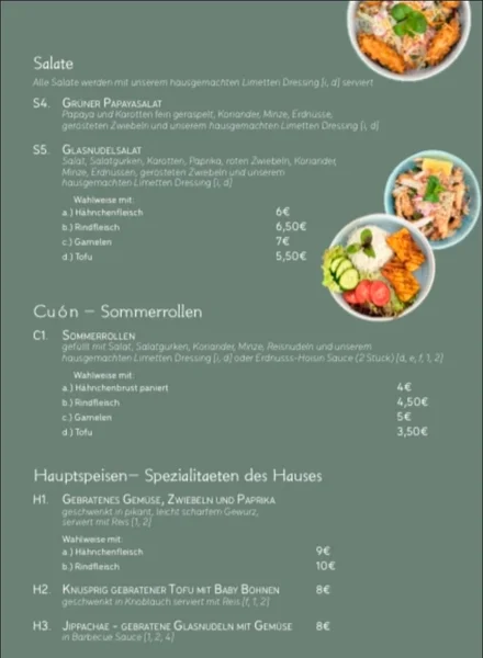 menu 0 of Taste of Vietnam