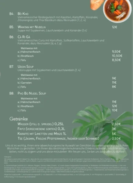 menu 1 of Taste of Vietnam