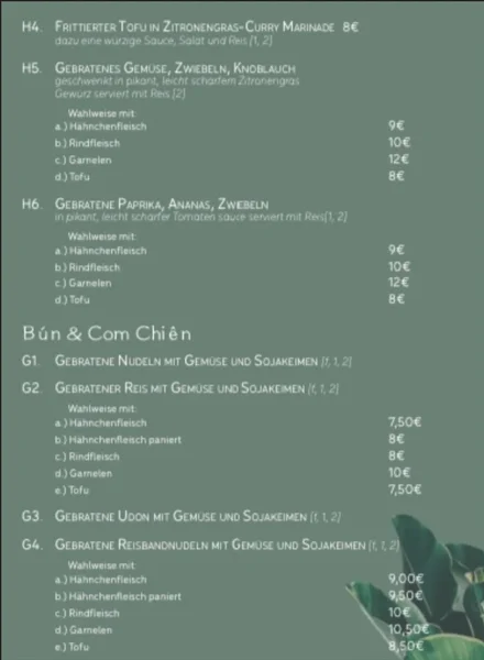 menu 2 of Taste of Vietnam