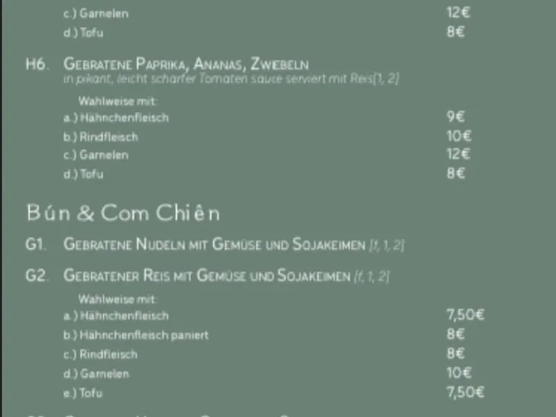 menu 2 of Taste of Vietnam