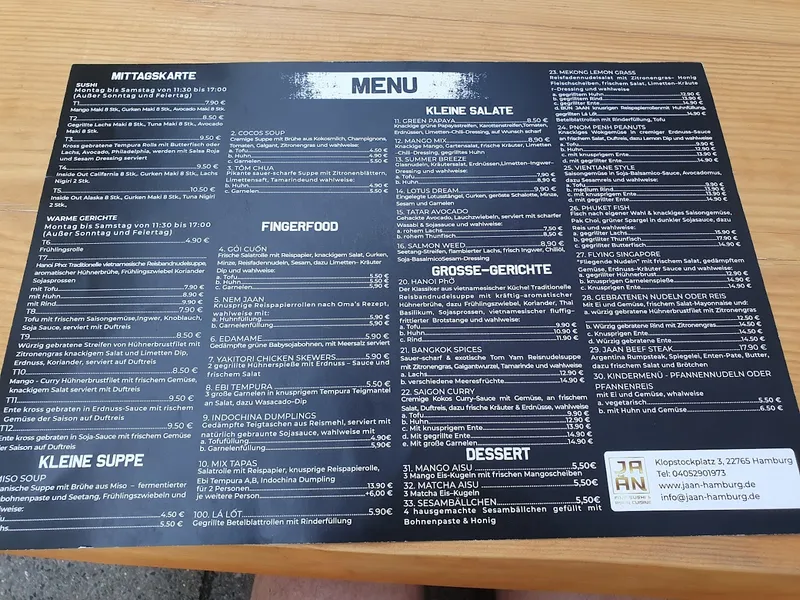 menu 2 of JA AN Restaurant - Altona