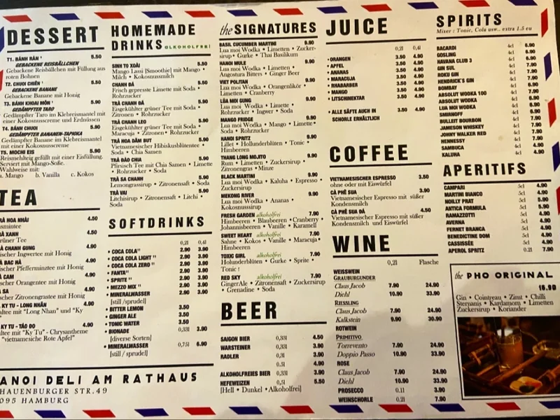 menu 0 of Hanoi Deli Rathaus