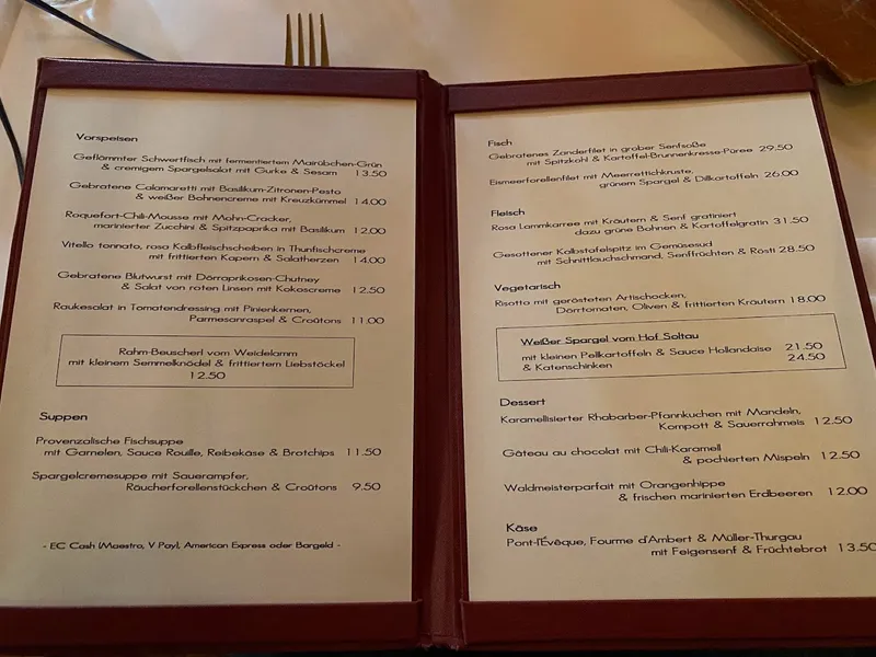 menu 1 of Restaurant Cox