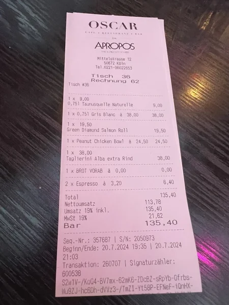 menu 0 of OSCAR im APROPOS