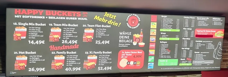 menu 1 of Happy Fingers Fried Chicken