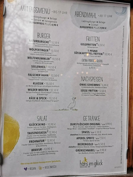 menu 0 of HANS IM GLÜCK - MÜNCHEN Isartor