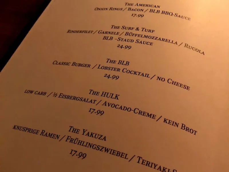 menu 2 of Burger & Lobster Bank