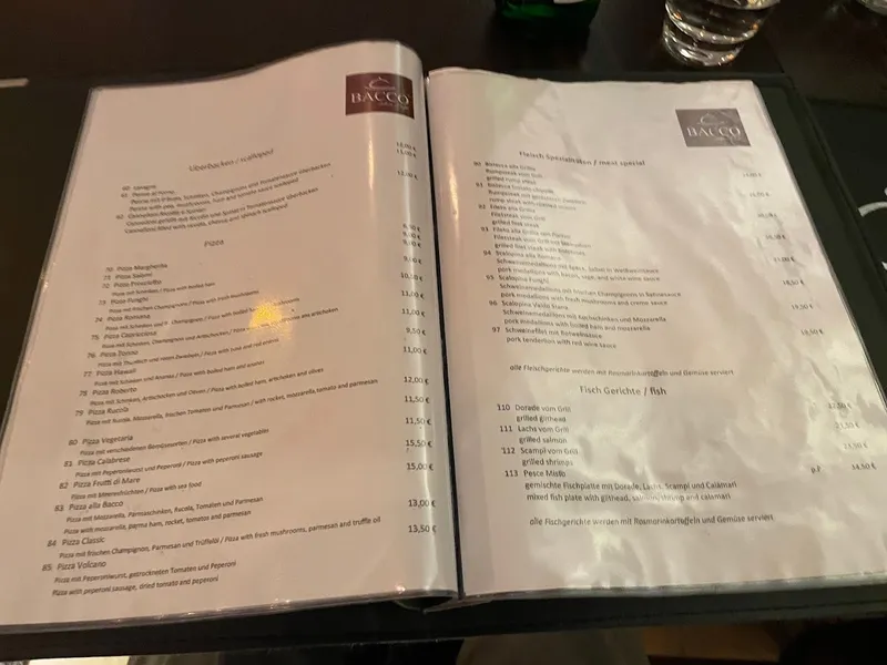 menu 0 of BACCO