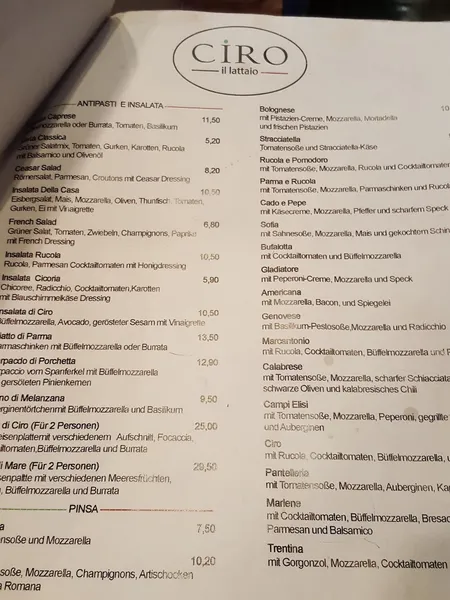 menu 2 of Ciro il lattaio - Frankfurt am Main