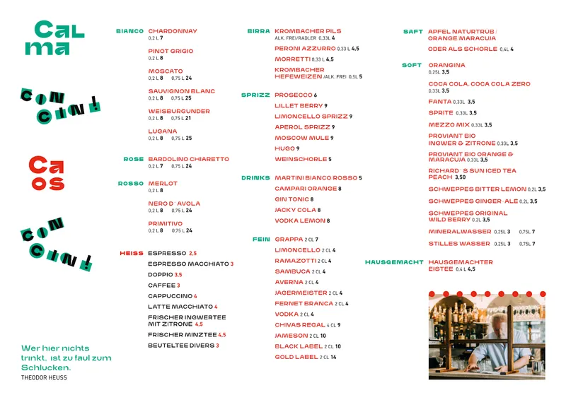 menu 0 of Pizzeria Calma Caos