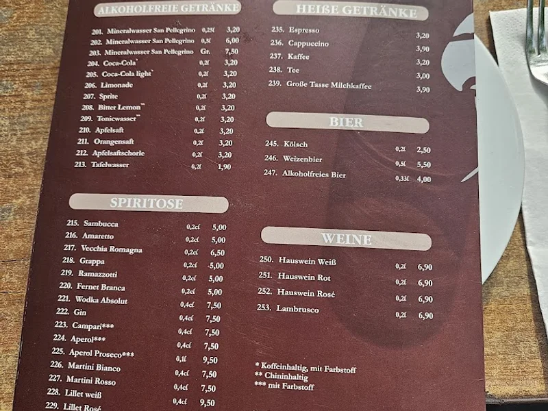 menu 0 of La Piazzetta