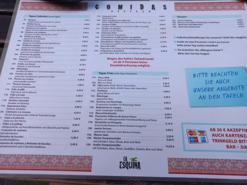 menu 0 of La Esquina