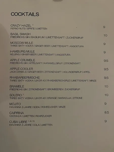 menu 0 of DAS PEACE Hamburg