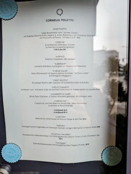 menu 0 of Restaurant Cornelia Poletto