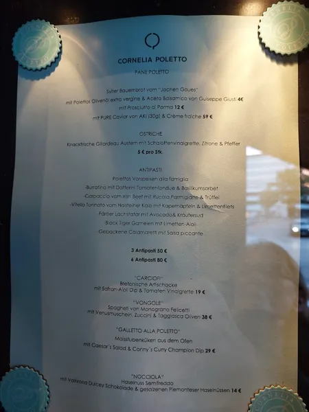 menu 1 of Restaurant Cornelia Poletto