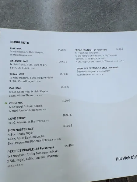 menu 1 of MO Restaurant