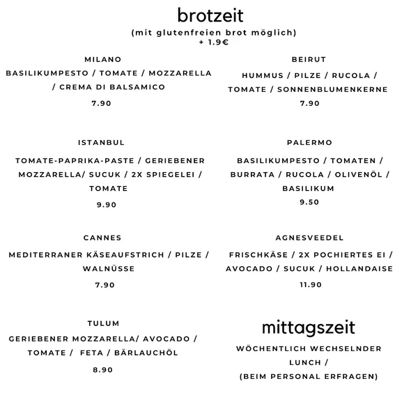 menu 2 of Café Goldzeit - Hausgemachte Kuchen / Kaffee / Frühstück