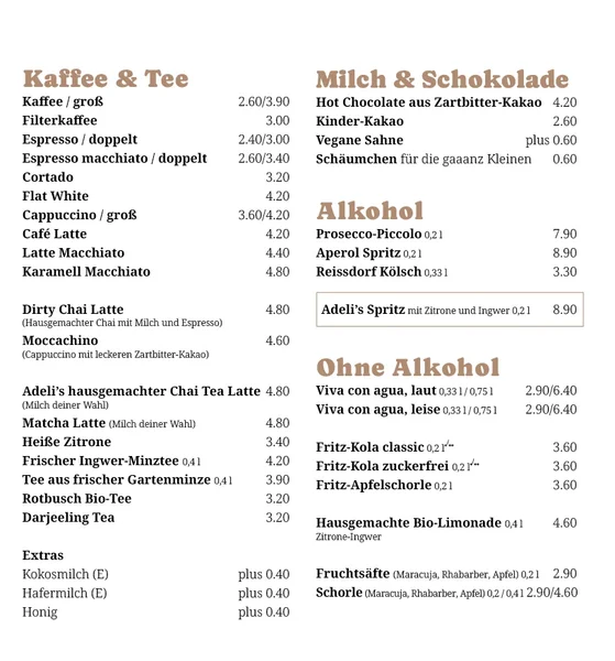 menu 1 of Kaffee und Kuchen