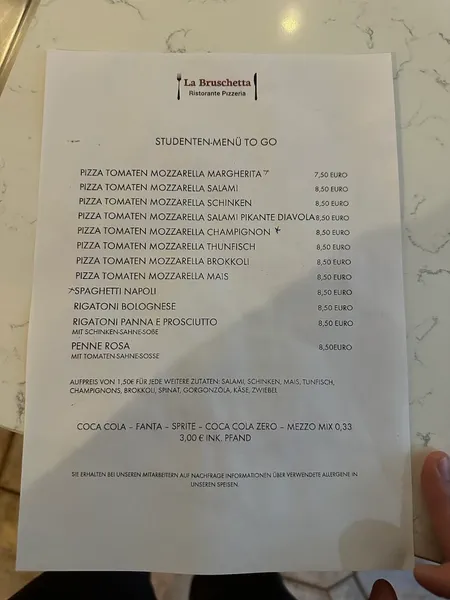 menu 0 of La Bruschetta